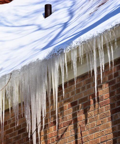 Icicles Formed On Gutters
